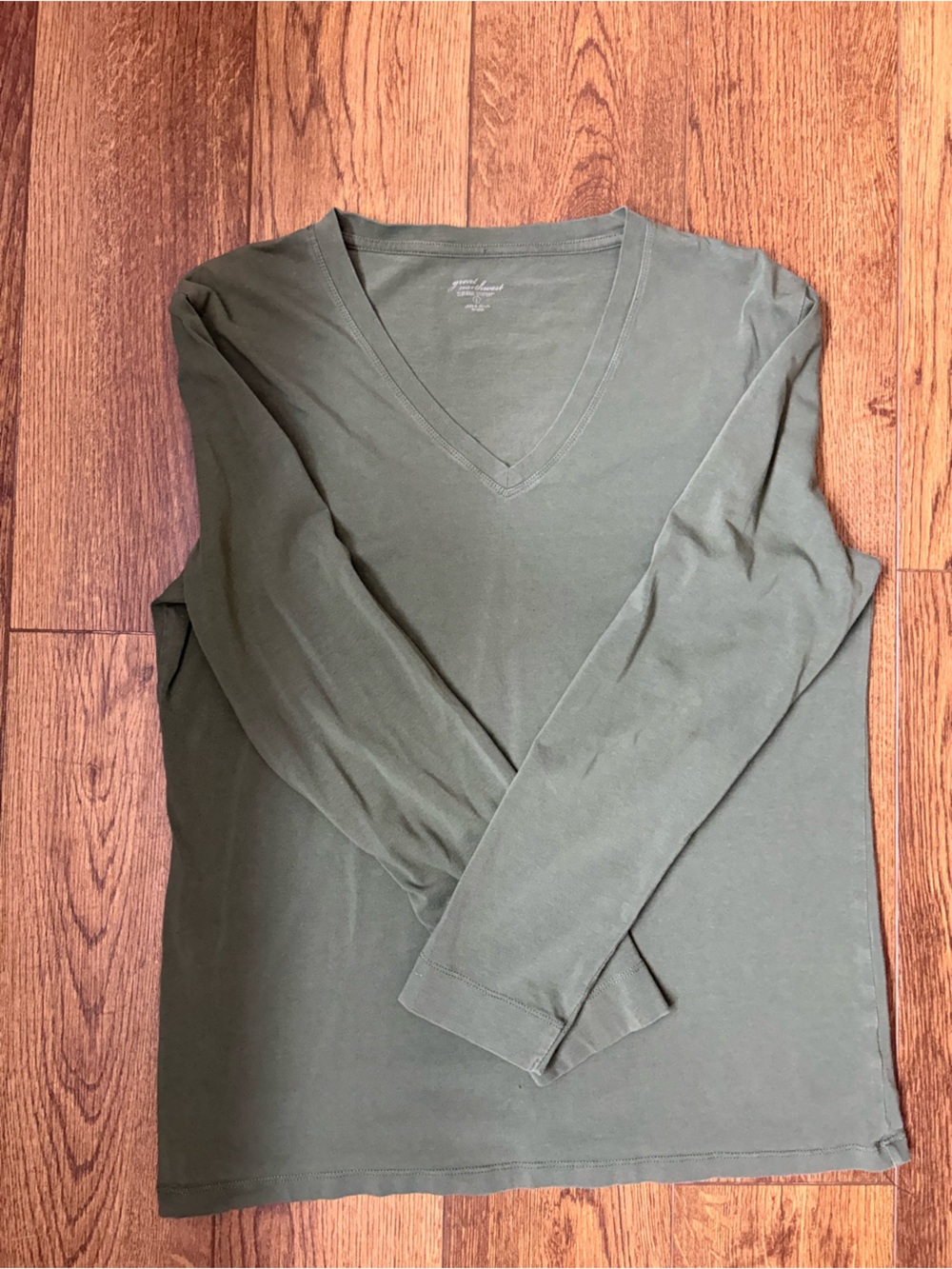Great Northwest Clothing Company Olive V-Neck Long Sleeve Top